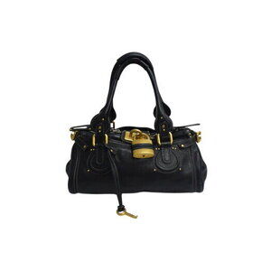 Chloe Paddington Hobo Shoulder bag black leather logo stitching
